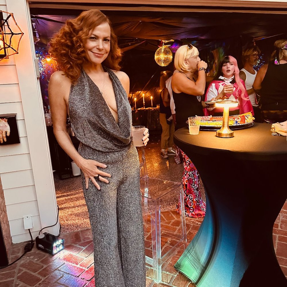 Revolve Superdown Jumpsuit Size Small Metallic Si… - image 1